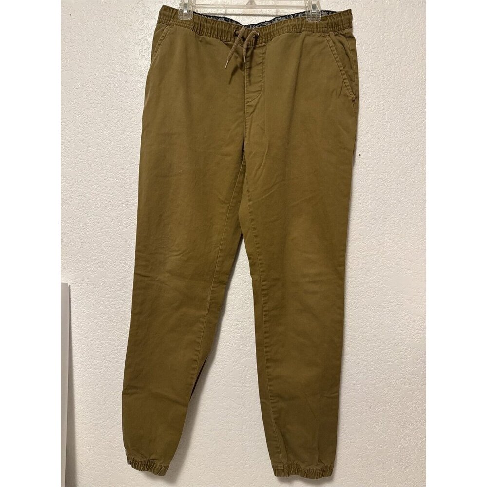 AMPLIFY men's jogger pants 34x29 Medium brown pull on drawstring pockets stretch